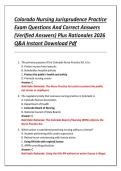 Colorado Nursing Jurisprudence Practice  Exam Questions And Correct Answers  &lpar;Verified Answers&rpar; Plus Rationales 2026  Q&A Instant Download Pdf