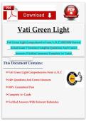 Vati Green Light Vati Green Light Comprehensive Form A&comma; B&comma; C 2025&sol;2026 Newest Actual Exam 3 Versions Complete Questions And Correct Answers &lpar;Verified Answers&rpar; Complete A&plus; Guide