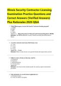 Illinois Security Contractor Licensing  Examination Practice Questions and  Correct Answers &lpar;Verified Answers&rpar;  Plus Rationales 2026 Q&A