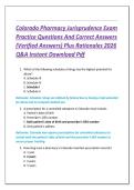 Colorado Pharmacy Jurisprudence Exam  Practice Questions And Correct Answers  &lpar;Verified Answers&rpar; Plus Rationales 2026  Q&A Instant Download Pdf 