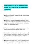 RASMUSSEN PSYCHIATRIC NURSING EXAM REVIEW 2026 QUESTIONS WITH ANSWERS GRADED A&plus;
