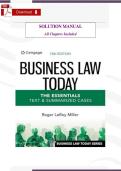 Solution and Answer Guide for Business Law Today - The Essentials Text & Summarized Cases&comma; Cengage&comma; 13th Edition&comma; by Roger LeRoy Miller&comma; Verified Chapters 1 - 25&comma; Complete Newest Version