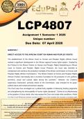 LCP4807 Assignment 1 &lpar;COMPLETE ANSWERS&rpar; Semester 1 2026 - DUE 7 April 2026