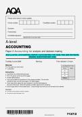 AQA A-Level Accounting Paper 2 &ndash; Accounting for Analysis and Decision-Making Questions May 2025