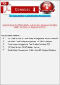 Solutions Manual for 101 Case Studies in Construction Management 1st Edition &lpar;2026&rpar; &ndash; Len Holm &vert; All Chapters &vert; Verified A&plus;