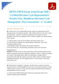 HFMA CRCR Exam Actual Exam 2026&sol;2027 &vert; Certified Revenue Cycle Representative Practice Test &vert; Healthcare Revenue Cycle Management &vert; Pass Guaranteed - A&plus; Graded