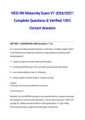 HESI RN Maternity Exam V1 2026&sol;2027&colon; Complete Questions & Verified 100&percnt; Correct Answers