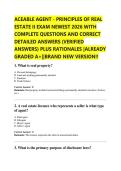 ACEABLE AGENT - PRINCIPLES OF REAL  ESTATE II EXAM NEWEST 2026 WITH  COMPLETE QUESTIONS AND CORRECT  DETAILED ANSWERS &lpar;VERIFIED  ANSWERS&rpar; PLUS RATIONALES &vert;ALREADY  GRADED A&plus;&vert;&vert;BRAND NEW VERSION&excl;&excl; 