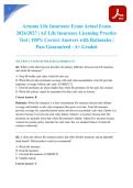 Arizona Life Insurance Exam Actual Exam 2026&sol;2027 &vert; AZ Life Insurance Licensing Practice Test &vert; 100&percnt; Correct Answers with Rationales &vert; Pass Guaranteed - A&plus; Graded