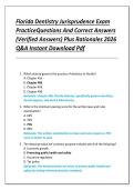 Florida Dentistry Jurisprudence Exam  PracticeQuestions And Correct Answers  &lpar;Verified Answers&rpar; Plus Rationales 2026  Q&A Instant Download Pdf 