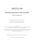 OB-GYN 1500 Midterm Questions and Answers &vert; 2026&sol;2027 Academic Cycle &vert; Comprehensive Obstetrics & Gynecology Review &vert; 150 Questions with Verified Answers