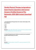 Florida Physical Therapy Jurisprudence  Exam Practice Questions And Correct  Answers &lpar;Verified Answers&rpar; Plus  Rationales 2026 Q&A Instant Download  Pdf