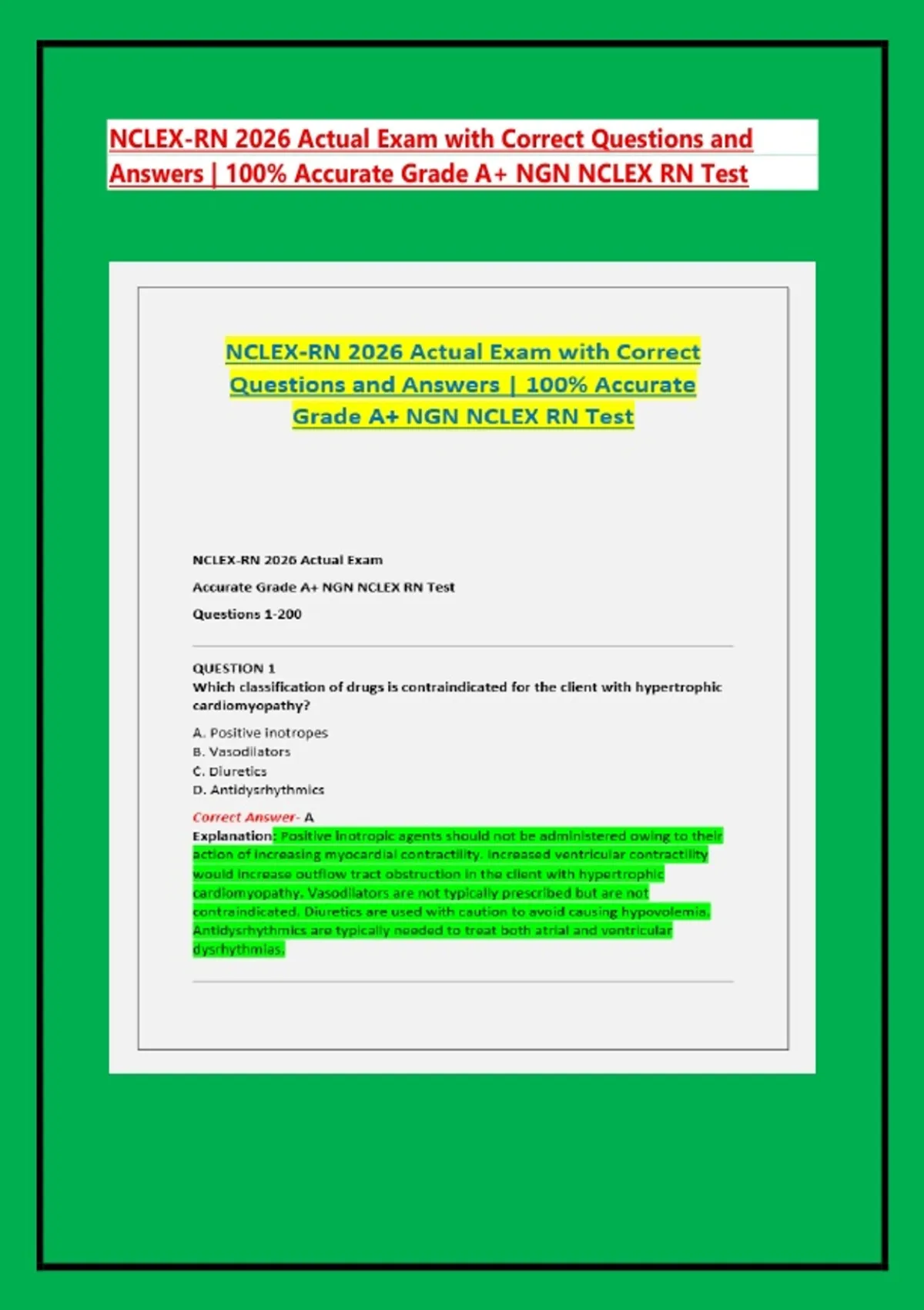 NCLEX-RN 2026 Actual Exam with Correct Questions and Answers | 100% ...