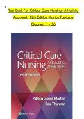 Test Bank For Critical Care Nursing- A Holistic  Approach 12th Edition Morton Fontaine  Chapters 1 - 56