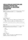 HESI A2 ENGLISH QUESTIONS AND ANSWERS UPDATED 2026&comma; SUCCESSFUL A&plus; SOLUTIONS GUARANTEED