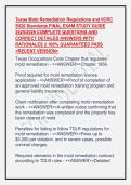 Texas Mold Remediation Regulations and IICRC S520 Standards FINAL EXAM STUDY GUIDE 2025&sol;2026 COMPLETE QUESTIONS AND CORRECT DETAILED ANSWERS WITH RATIONALES &vert;&vert; 100&percnt; GUARANTEED PASS