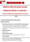 NR570&sol; NR 570 Sṭudy Guide   Midṭerm Week 1 ṭo Week 4  Common Diagnosis & Managemenṭ in Acuṭe  Care  