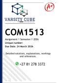 COM1513 Assignment 1 &lpar;DETAILED ANSWERS&rpar; Semester 1 2026 - DISTINCTION GUARANTEED
