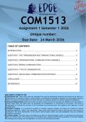 COM1513 Assignment 1 &lpar;ANSWERS&rpar; Semester 1 2026 - DISTINCTION GUARANTEED