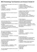 BOC Hematology Test Questions and Answers Graded A&plus;