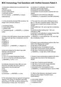 BOC Immunology Test Questions with Verified Answers Rated A