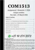COM1513 Assignment 1 &lpar;COMPLETE ANSWERS&rpar; Semester 1 2026 - DUE 24 March 2026 