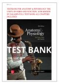 ANATOMY & PHYSIOLOGY THE  UNITY OF FORM AND FUNCTION&comma; 10TH EDITION  BY SALADIN FULL TEST BANK ALL CHAPTERS  INCLUDED 