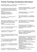 Forensic Toxicology Test Questions with Answers