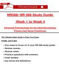 NR568&sol; NR 568 Study Guide    Week 1 to Week 4  Advanced Ṗharmacology for the Adult-Gerontology   Ṗrimary Care Nurse Ṗractitioner  