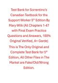 Test Bank Sorrentino's Canadian Textbook for the Support Worker 5th Edition By Mary Wilk