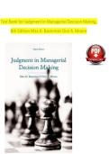 Test Bank&colon; Judgment in Managerial Decision Making &lpar;8th Edition&rpar; &ndash; Max H&period; Bazerman & Don A&period; Moore