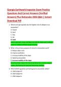 Georgia Earthwork Inspector Exam Practice  Questions And Correct Answers &lpar;Verified  Answers&rpar; Plus Rationales 2026 Q&A &vert; Instant  Download Pdf