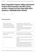 Body Composition Program&sol; Military Appearance Program EXAM Questions with 100&percnt; Correct Answers &vert; Verified &vert;&vert; ACTUAL EXAM 2026 TEST&excl;&excl; Graded A&plus; &vert; 2025&vert;2026 EXAM UPDATE