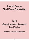 Payroll Course 2026 Final Exam Prep &vert; Comprehensive Study Guide & Practice Review PDF