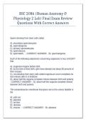 BSC 2086 &lpar;Human Anatomy & Physiology 2 Lab&rpar; Final Exam Review Questions With Correct Answers