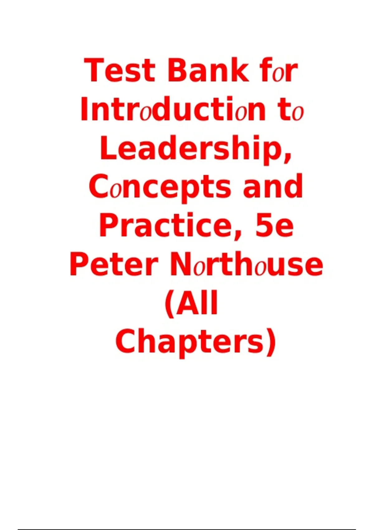 Test Bank Introduction to Leadership: Concepts and Practice 5th Edition ...