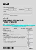 AQA A-Level Design and Technology&colon; Product Design Paper 1 &ndash; Technical Principles Questions June 2025