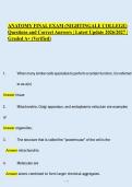 ANATOMY FINAL EXAM &lpar;NIGHTINGALE COLLEGE&rpar; Questions and Correct Answers &vert; Latest Update 2026&sol;2027 &vert; Graded A&plus; &lpar;Verified&rpar;