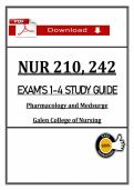 NUR 210&sol;242 Exams 1-4 Study Guide &vert; 2026&sol;2027 &vert; Pharmacology & Med-Surg &vert; Galen