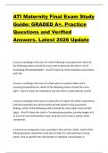 ATI Maternity Final Exam Study  Guide&colon; GRADED A&plus;&period; Practice  Questions and Verified  Answers&period; Latest 2026 Update 