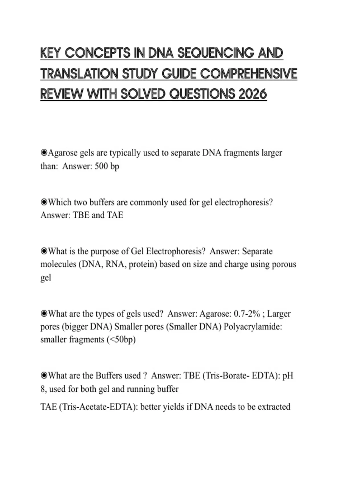 KEY CONCEPTS IN DNA SEQUENCING AND TRANSLATION STUDY GUIDE ...