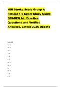 NIH Stroke Scale Group A  Patient 1-6 Exam Study Guide&colon;  GRADED A&plus;&period; Practice  Questions and Verified  Answers&period; Latest 2026 Update 