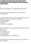 7A GENERAL AND STRUCTURAL PEST CONTROL EXAM Questions and Answers &lpar;Verified Answers&rpar; &lpar;Latest Update 2026&rpar; UPDATE&excl;&excl;