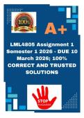 LML4805 Assignment 1 Semester 1 2026 - DUE 10 March 2026&semi; 100&percnt; CORRECT AND TRUSTED SOLUTIONS