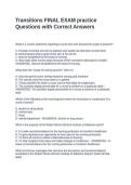 Transitions FINAL EXAM practice Questions with Correct Answers