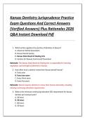 Kansas Dentistry Jurisprudence Practice  Exam Questions And Correct Answers  &lpar;Verified Answers&rpar; Plus Rationales 2026  Q&A Instant Download Pdf