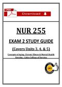 NUR 255 Exam 2 Study Guide &vert; 2026&sol;2027 &vert; Aging&comma; Chronic Illness & Mental Health &vert; Galen