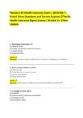 Florida 2-40 Health Insurance Exam &vert; 2026&sol;2027 &vert; Actual Exam Questions and Correct Answers &vert; Florida Health Insurance Agent License &vert; Graded A&plus; &vert; New Update&period;