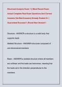 Structural Analysis Exam 1 &vert;&vert; Most Recent Exam  Actual Complete Real Exam Questions And Correct  Answers &lpar;Verified Answers&rpar; Already Graded A&plus; &vert;  Guaranteed Success&excl;&excl; &vert; Brand New Version&excl;&excl; 