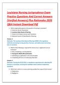 Louisiana Nursing Jurisprudence Exam  Practice Questions And Correct Answers  &lpar;Verified Answers&rpar; Plus Rationales 2026  Q&A Instant Download Pdf 